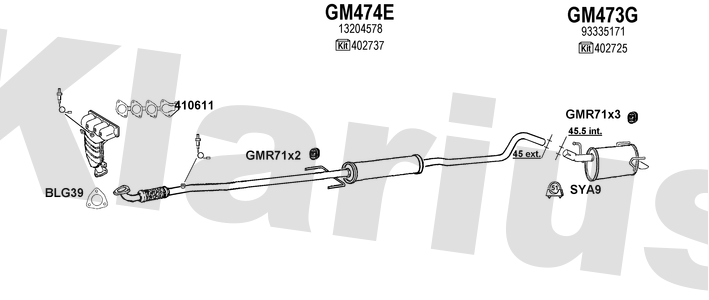 Klarius GM474E - Box With Centre Pipe  - Fits Opel Meriva 1.4i