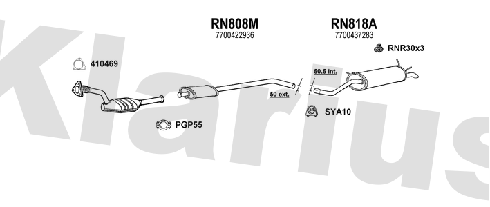 Klarius RN808M - Box With Centre Pipe  - Fits Renault Megane I 1.8i