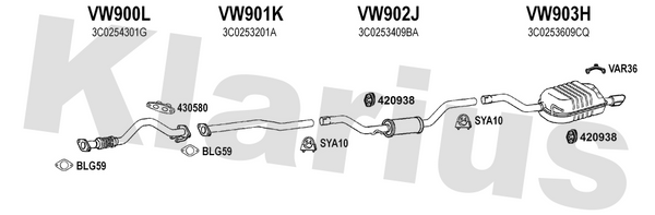 Klarius VW900L - Front Pipe  - Fits Volkswagen Passat 1.4TSi