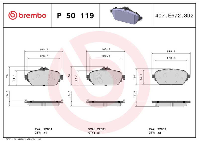 Brembo Brake Pad Set - P50119