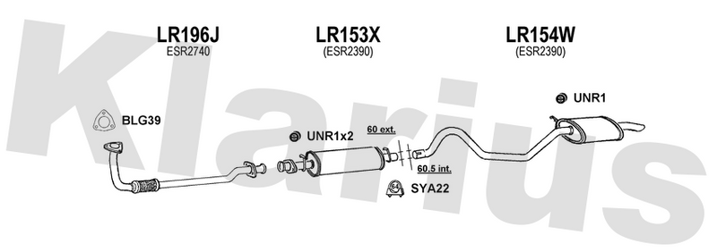 Klarius LR196J - Front Pipe  - Fits Land Rover Discovery 2.5TDi