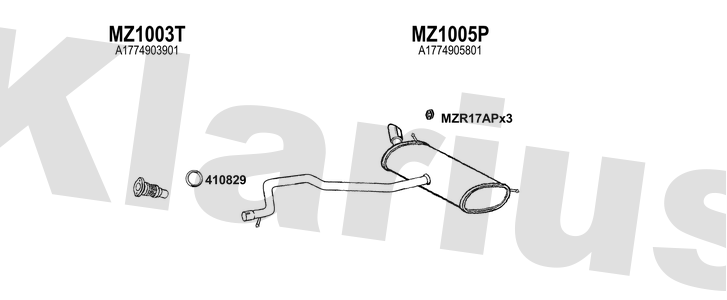 Klarius MZ1003T - Catalyst Repair Pipe  - Fits Mercedes A-CLASS Saloon (V177)A 200 (177.187)