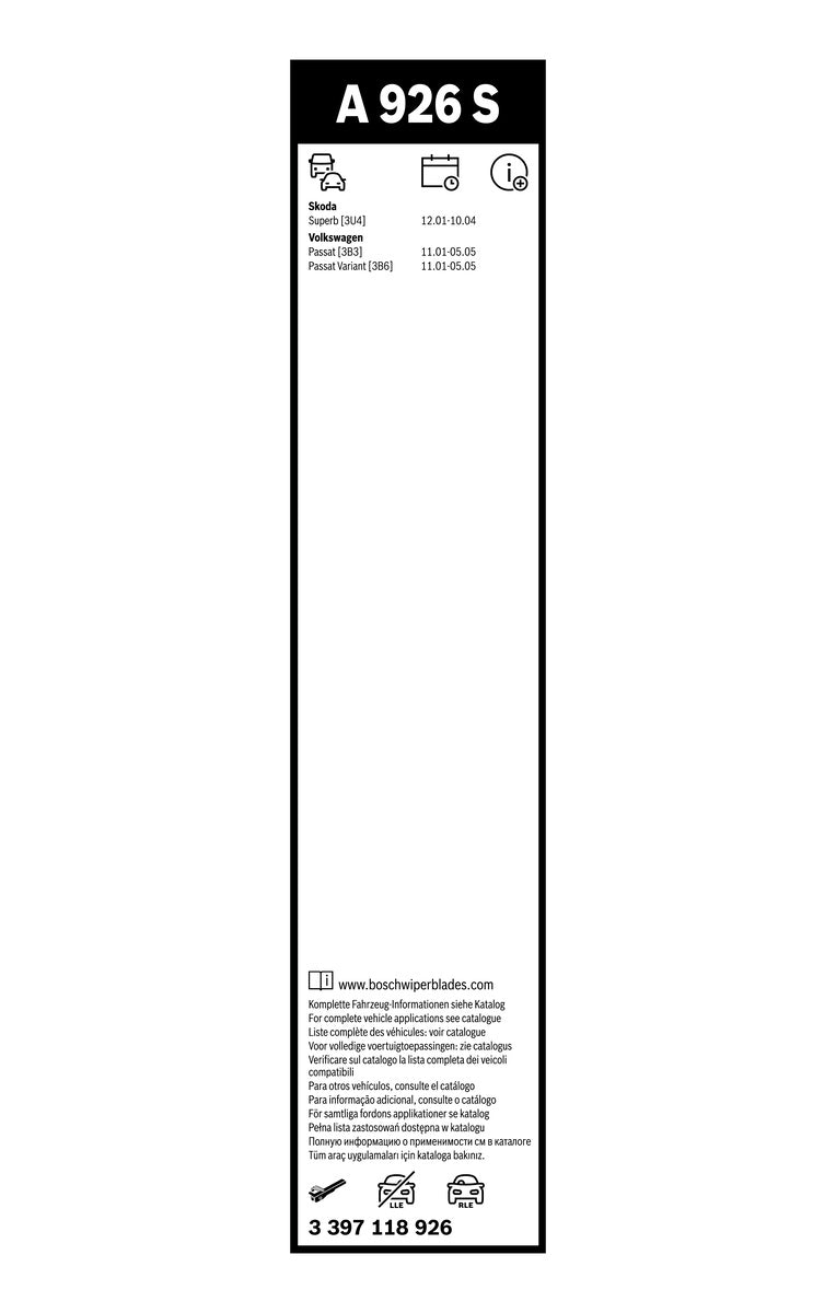 Bosch Aerotwin Front Wiper Blade Set - 530/475mm - A926S
