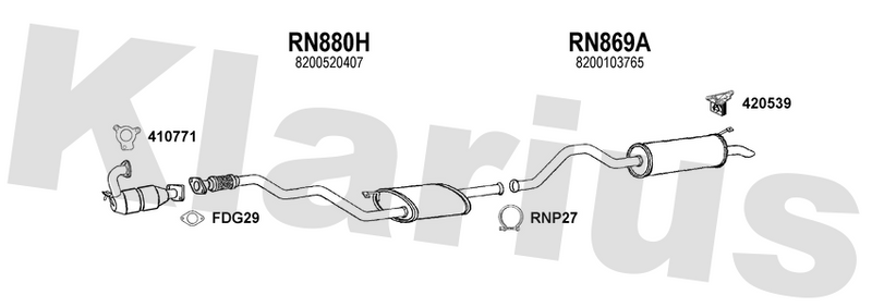 Klarius RN880H - Box With Front Pipe  - Fits Renault Espace 1.9DCi
