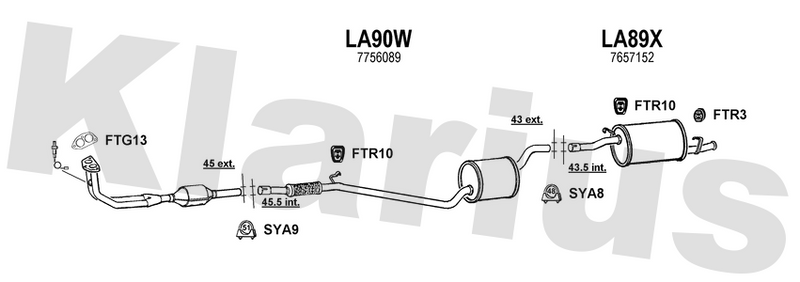 Klarius LA90W - Box With Centre Pipe  - Fits Fiat Panda 1100 1.1i