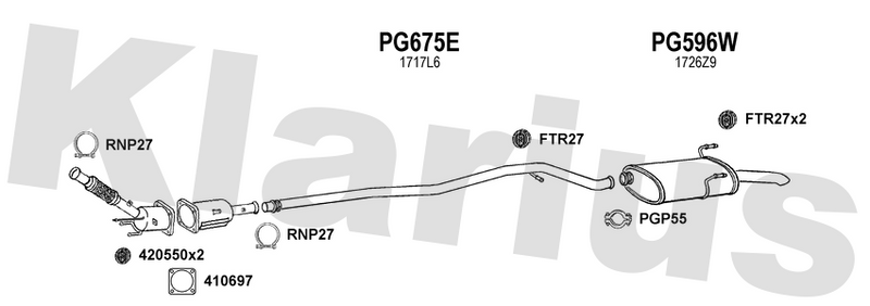 Klarius PG675E - Centre Pipe  - Fits Peugeot 406 2.0HDi