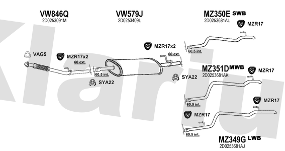 Klarius VW846Q - Front Pipe  - Fits Volkswagen LT 2.5TDi  28, 35