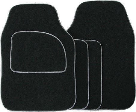 Streetwize 4 Piece Velour Carpet Mats Set with Coloured Binding - Grey