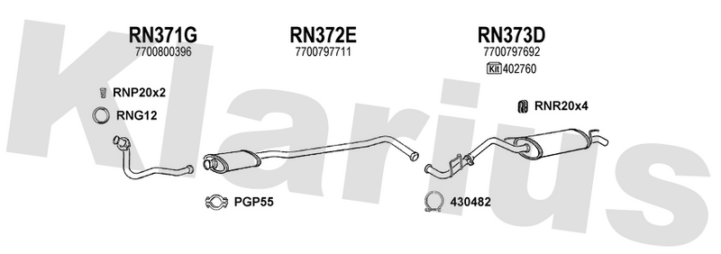 Klarius RN371G - Front Pipe  - Fits Renault Clio 1.9D