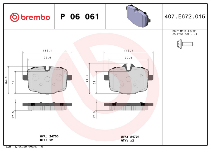 Brembo Brake Pad Set - P06061