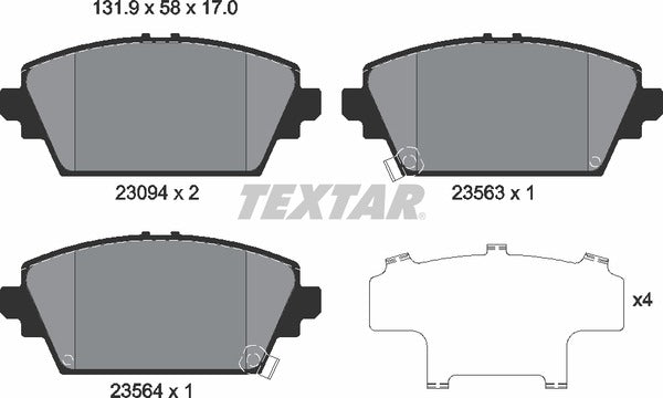 Honda Mg Nissan, Brake Pad Set - Textar 2309401