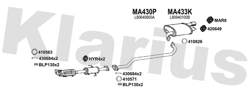 Klarius MA430P - Centre Pipe  - Fits Mazda 6 1.8