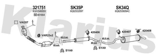 Klarius 321751 - Catalyst Type Approved Withpip  - Fits Skoda Fabia 1.4i