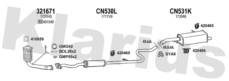 Klarius 321671 - Catalyst Type Approved Withpip  - Fits Citroen 1.6i