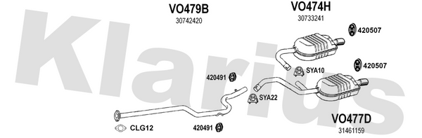 Klarius VO479B - Centre Pipe  - Fits Volvo V70 2.4D