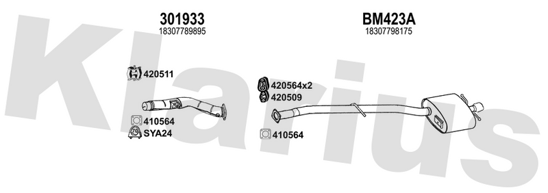 Klarius 301933 - Front Pipe For Cat  - Fits BMW 520 2.0