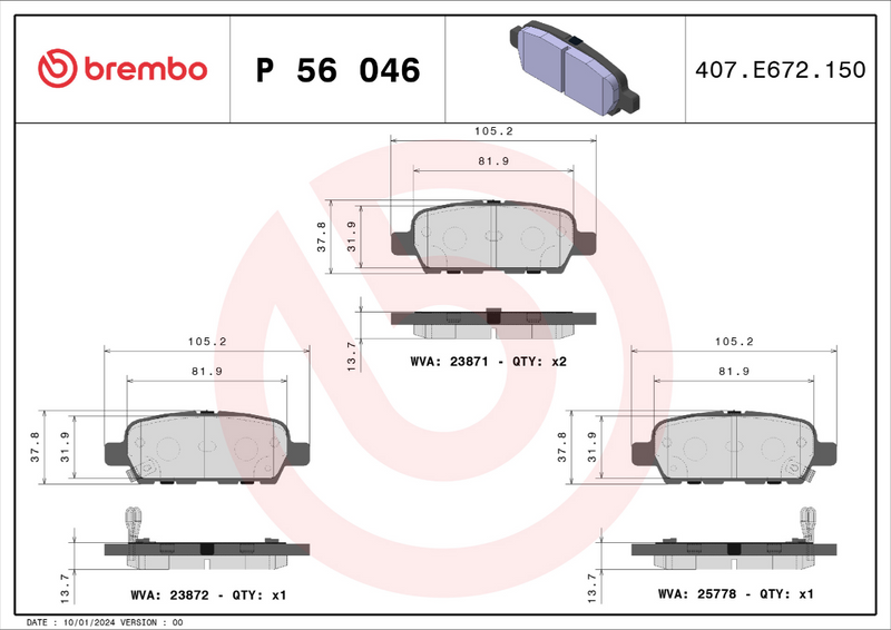 Brembo Brake Pad Set - P56046