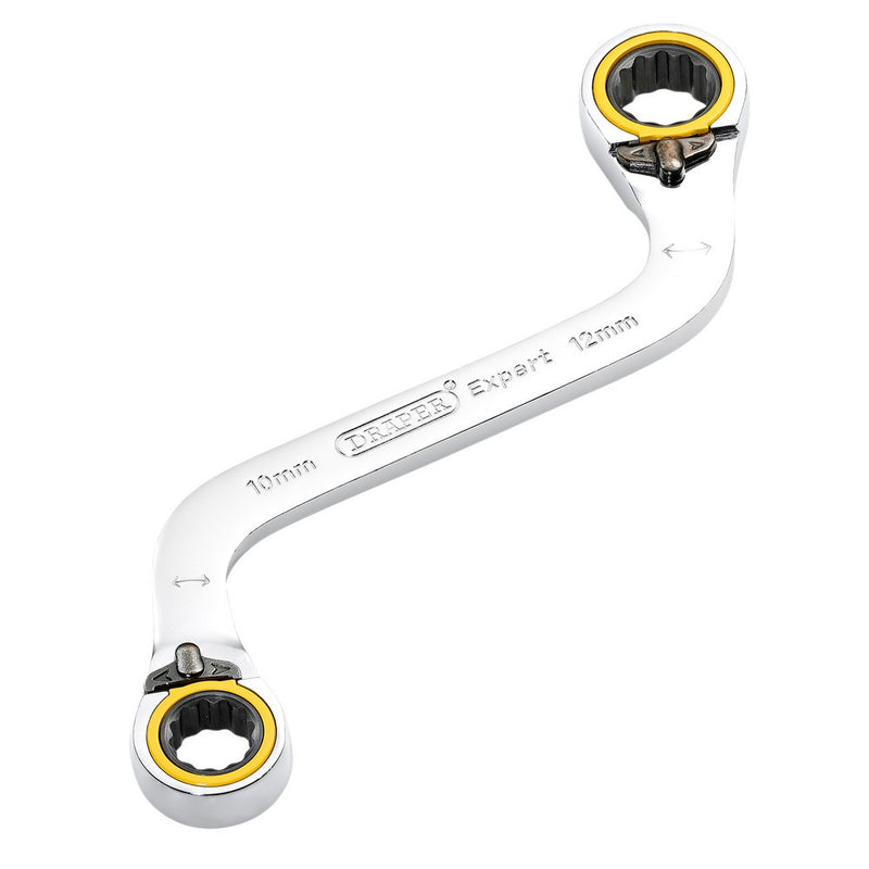 Draper Expert HI-TORQ® Double Ring Ratchet S-Shape Spanner, 10 x 12mm