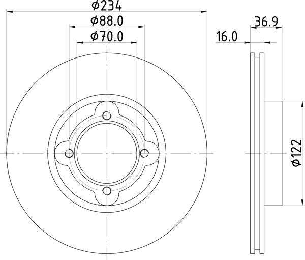 Mintex Brake Discs fits -Daihatsu S239:4 MDC1974 (also fits other vehicles)