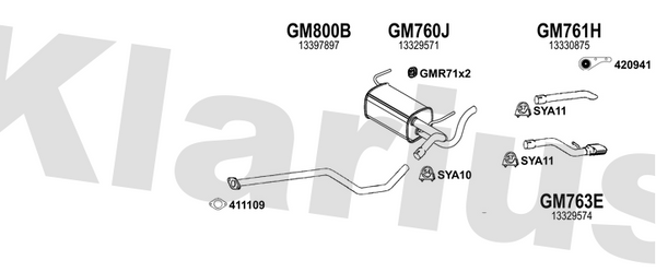 Klarius GM800B - Centre Pipe  - Fits Opel Astra J 1.4T