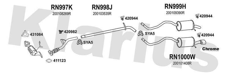 Klarius RN997K - Front Pipe  - Fits Renault Captur 0.9TCe