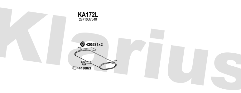 Klarius KA172L - Box With Tail Pipe  - Fits Hyundai TUCSON (TL, TLE) 1.6 GDi