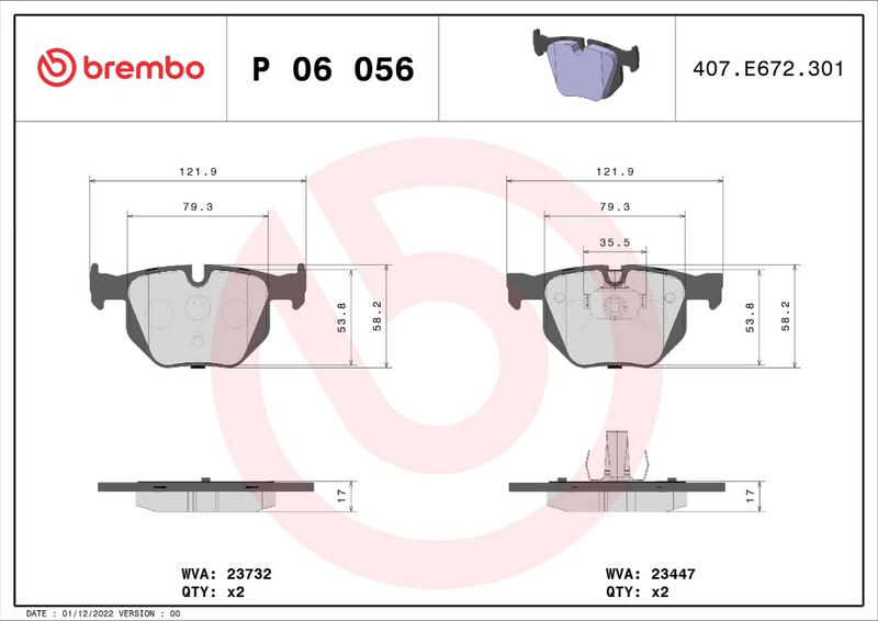 Brembo Brake Pad Set - P06056