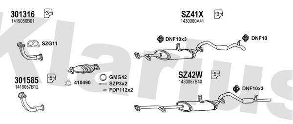 Klarius 301316 - Front Pipe For Cat  - Fits Suzuki Vitara 1.6i