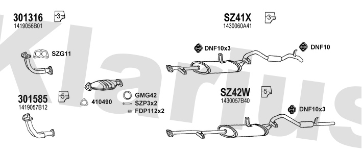 Klarius 301316 - Front Pipe For Cat  - Fits Suzuki Vitara 1.6i