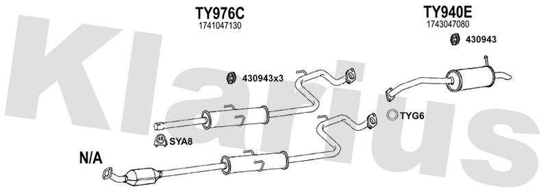 Klarius TY976C - Box With Centre Pipe  - Fits Toyota Verso 1.3