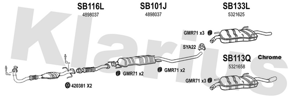 Klarius SB116L - Centre Pipe  - Fits Saab 9-5 2.0i
