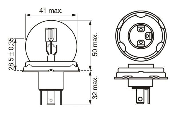 Bosch Pure/Lt R2 12V 45/40W P45T Part No - 1987302023