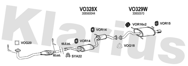 Klarius VO328X - Box With Centre Pipe  - Fits Volvo S40 1.9DTiD