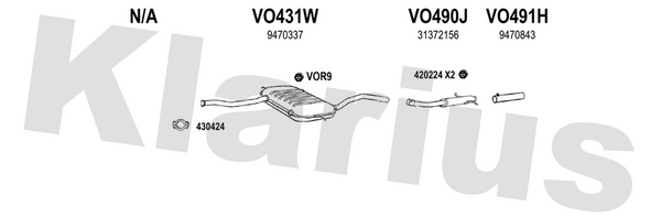 Klarius VO431W - Box With Centre Pipe  - Fits Volvo C70 2.4i