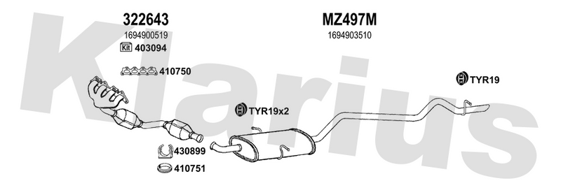 Klarius 322643 - Catalyst Type Approved Withpip  - Fits Mercedes A150 1.5i