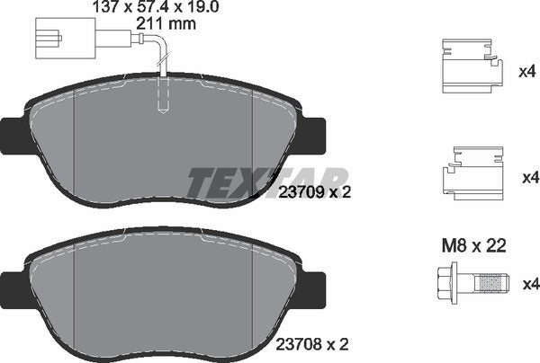 Textar Brake Pad Set - 2370901