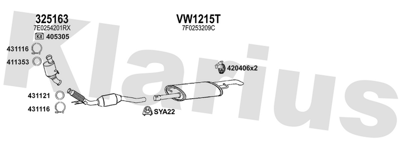 Klarius 325163 - Catalyst Type Approved  - Fits Volkswagen Transporter T6 2.0 TDi