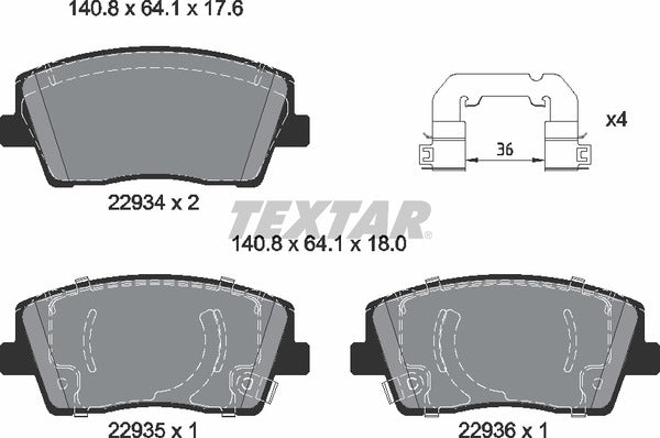 Textar Brake Pad Set - 2293401