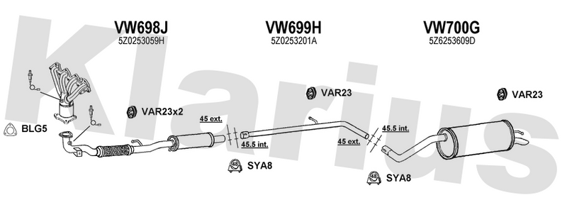 Klarius VW698J - Box With Centre Pipe  - Fits Volkswagen Fox 1.4i
