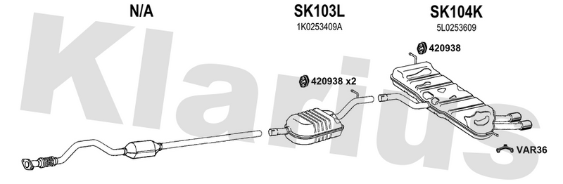 Klarius SK103L - Box With Centre Pipe  - Fits Skoda Yeti 1.8TSI