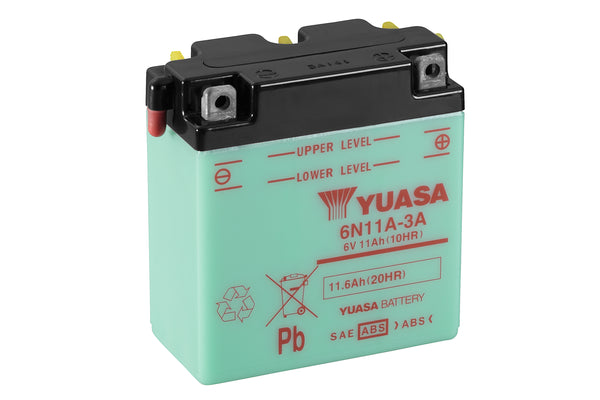 6N11A-3A (CP) 6V Yuasa Conventional Motorcycle Battery