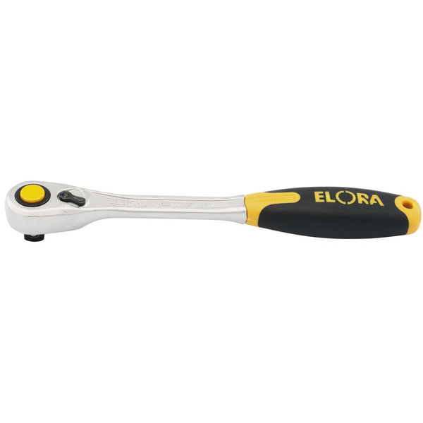 Elora Fine Tooth Quick Release Soft Grip Reversible Ratchet, 1/2" Sq Dr, 270mm