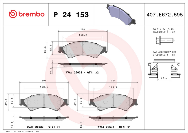 Brembo Brake Pad Set - P24153