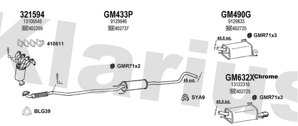 Klarius 321594 - Catalyst Type Approved Withpip  - Fits Opel Agila 1.2i