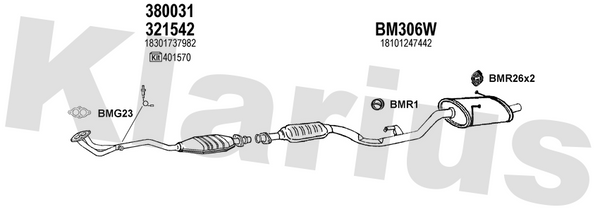 Klarius 321542 - Catalyst Type Approved Withpip  - Fits BMW 318 1.8iS