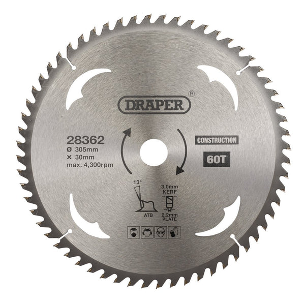 Draper Tct Saw Blade 305mm 60T Cons - 28362