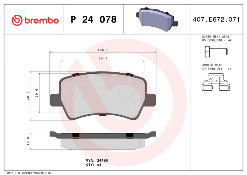 Brembo Brake Pad Set - P24078
