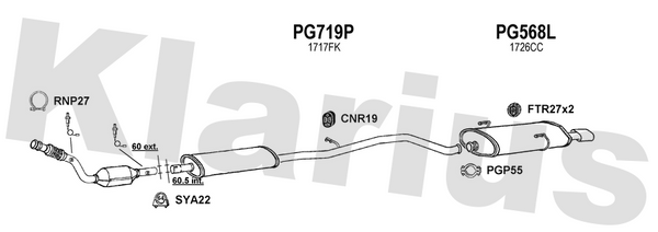 Klarius PG719P - Box With Centre Pipe  - Fits Peugeot 206 2.0i