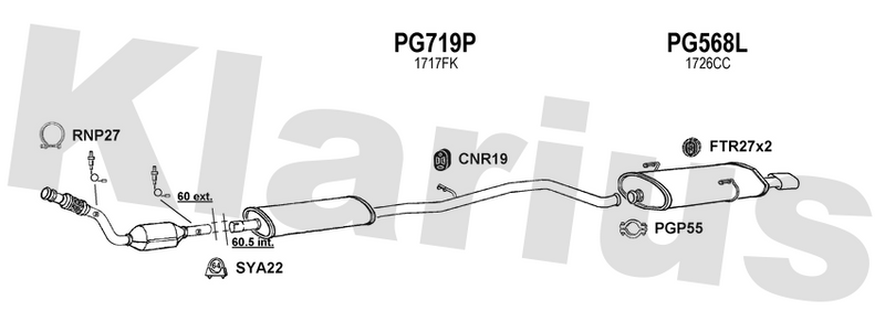 Klarius PG719P - Box With Centre Pipe  - Fits Peugeot 206 2.0i