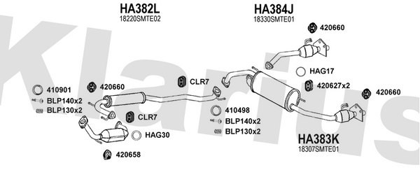 Klarius HA382L - Box With Centre Pipe  - Fits Honda Civic 2.0i-VTEC